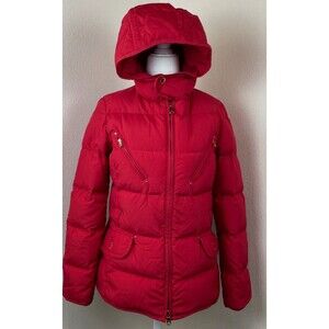 Ralph Lauren Womens Down Feather Hooded Puffer Parka Jacket Red Outdoor PP
